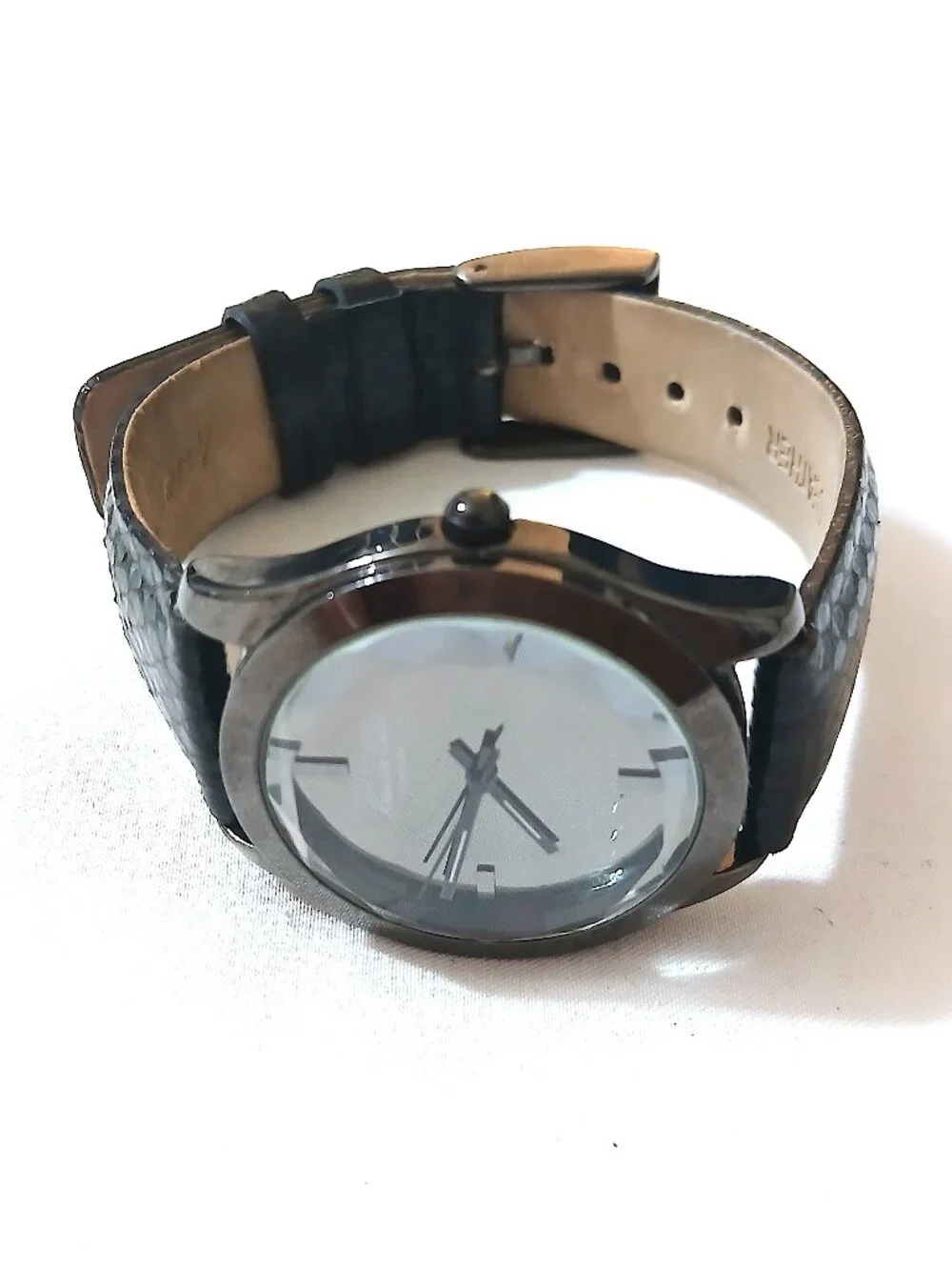 Kenneth Cole New York KC2669 Watch Faceted Crystal Black Leather A126-11